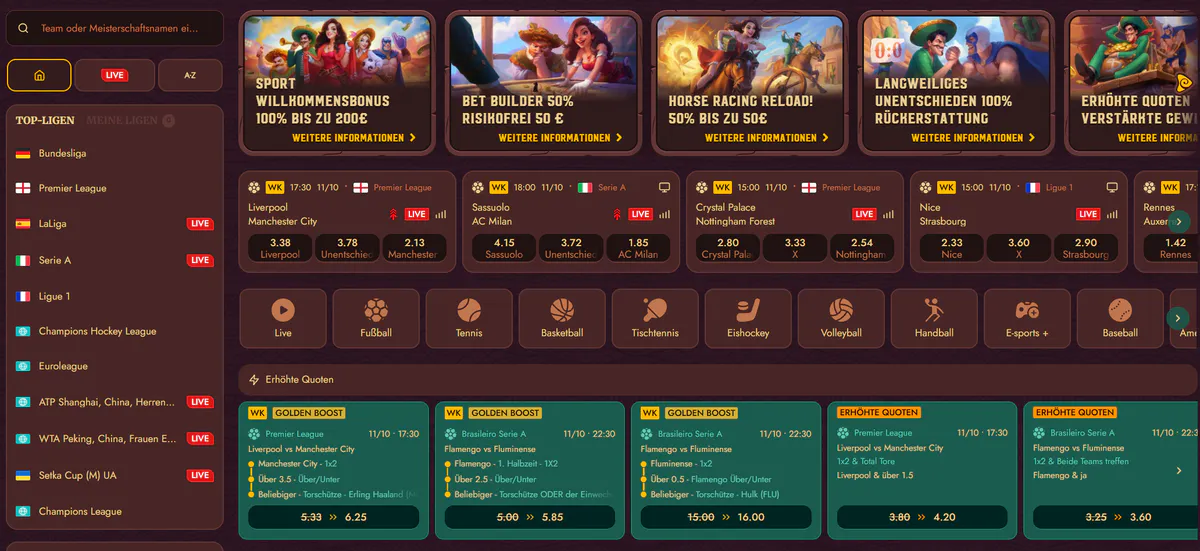 5 Gringos Casino sportweddenschappen met live odds, promotiebanners, topcompetities en extra quoten voor voetbal, tennis en andere sporten